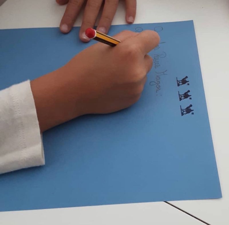 Three Wise Men Writing Paper, Blue